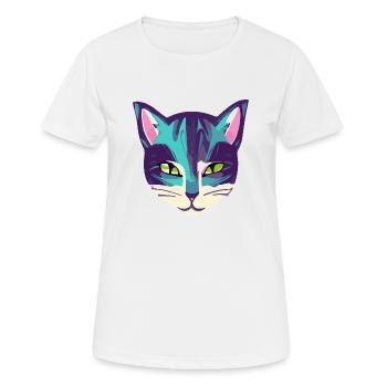 Illustration eines Katzenporträts, Vektor - Frauen T-Shirt atmungsaktiv - Weiß - Vorne - AI Model Female 172 dark (172cm)