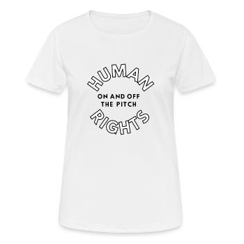 Human rights, Fußball, Katar, 2022 - Frauen T-Shirt atmungsaktiv - Weiß - Vorne - AI Model Female 172 dark (172cm)