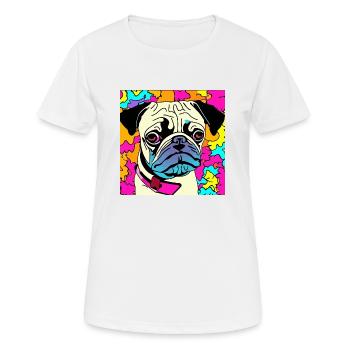 Chiot carlin - T-shirt respirant Femme - blanc - Devant - AI Model Female 172 dark (172cm)