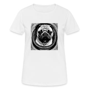 Chiot carlin - T-shirt respirant Femme - blanc - Devant - AI Model Female 172 dark (172cm)