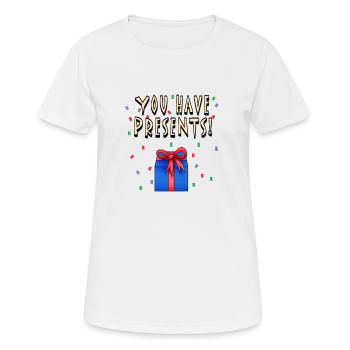 You Have Presents! - Women's Breathable T-Shirt - white - Front - AI Model Female 172 dark (172cm)