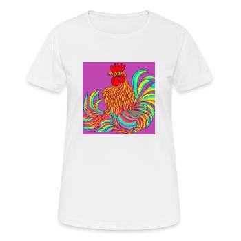 Illustration d’un coq, dans un style abstrait - T-shirt respirant Femme - blanc - Devant - AI Model Female 172 dark (172cm)