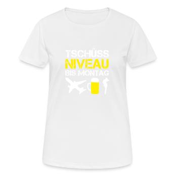 Lustiges TSCHÜSS NIVEAU BIS MONTAG Mallorca Saufen - Frauen T-Shirt atmungsaktiv - Weiß - Vorne - AI Model Female 172 dark (172cm)