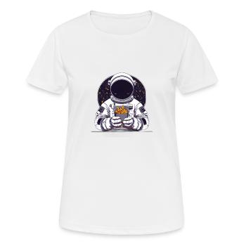 Funky Astronaut im Weltraum mit Pommes - Frauen T-Shirt atmungsaktiv - Weiß - Vorne - AI Model Female 172 dark (172cm)