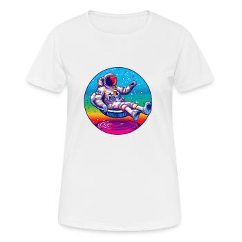 Un astronaute génial dans l’espace prend un bain - T-shirt respirant Femme - blanc - Devant - AI Model Female 172 dark (172cm)
