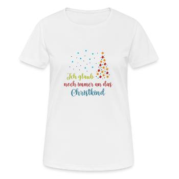 Ich glaub noch immer an das Christkind wV - Frauen T-Shirt atmungsaktiv - Weiß - Vorne - AI Model Female 172 dark (172cm)