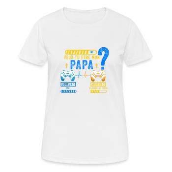 Futur Papa 2023 Annonce Grossesse Futur Père Gamer - T-shirt respirant Femme - blanc - Devant - AI Model Female 172 dark (172cm)
