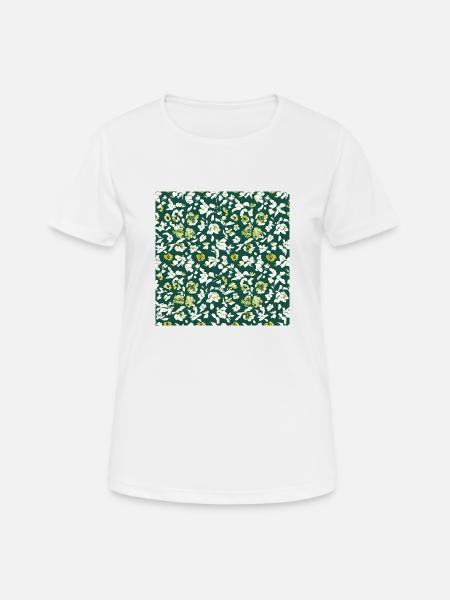 Blumenmuster - Frauen T-Shirt atmungsaktiv - Weiß