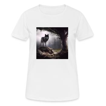 Wolf im Wald - Frauen T-Shirt atmungsaktiv - Weiß - Vorne - AI Model Female 172 dark (172cm)