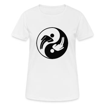 WC - Frauen T-Shirt atmungsaktiv - Weiß - Vorne - AI Model Female 172 dark (172cm)