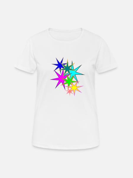 bunte Sterne - Frauen T-Shirt atmungsaktiv - Weiß