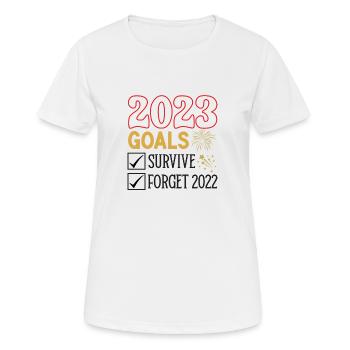 2023 Objectifs Survivre Oublier 2022 - T-shirt respirant Femme - blanc - Devant - AI Model Female 172 dark (172cm)