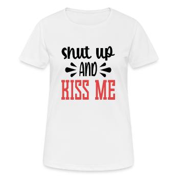 Tais-toi et embrasse-moi - T-shirt respirant Femme - blanc - Devant - AI Model Female 172 dark (172cm)