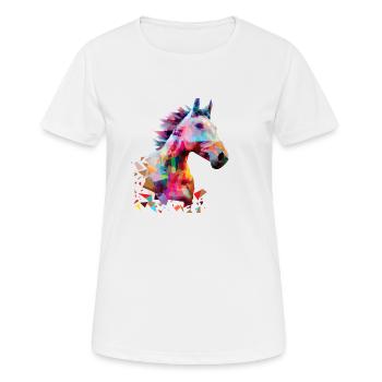 Bunter Abstrakter Geometrisches Pferd - Frauen T-Shirt atmungsaktiv - Weiß - Vorne - AI Model Female 172 dark (172cm)