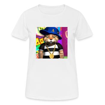 Coole Katze - KI generierte Kunst - AI Art - Frauen T-Shirt atmungsaktiv - Weiß - Vorne - AI Model Female 172 dark (172cm)