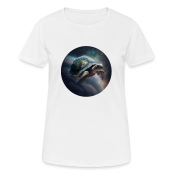 Mutter Erde schwebt langsam durch das Universum - Frauen T-Shirt atmungsaktiv - Weiß - Vorne - AI Model Female 172 dark (172cm)