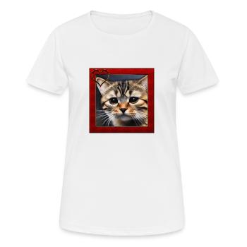 Katzenportrait 2 - Frauen T-Shirt atmungsaktiv - Weiß - Vorne - AI Model Female 172 dark (172cm)
