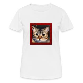 Katze im Rahmen 1 - Frauen T-Shirt atmungsaktiv - Weiß - Vorne - AI Model Female 172 dark (172cm)