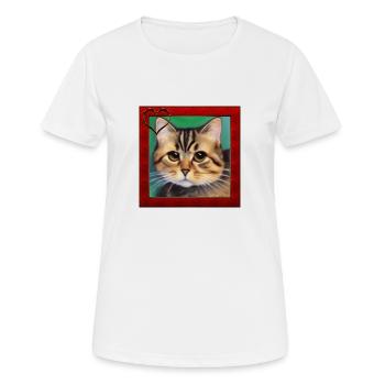 Katzenportrait 6 - Frauen T-Shirt atmungsaktiv - Weiß - Vorne - AI Model Female 172 dark (172cm)