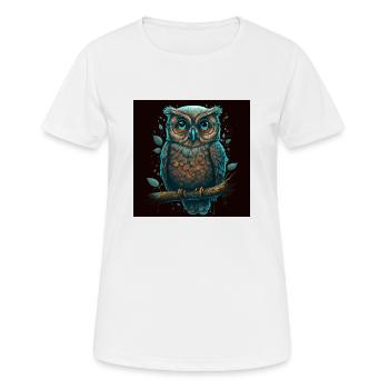 Mignon hibou ringard avec des lunettes sur une branche - T-shirt respirant Femme - blanc - Devant - AI Model Female 172 dark (172cm)