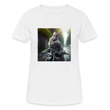 Rabbit Ride Motorcycle Easter Easter Funny Biker - Women's Breathable T-Shirt - white - Front - AI Model Female 172 dark (172cm)