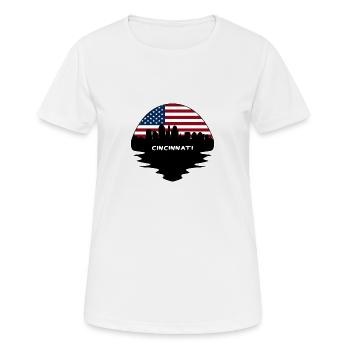 Cincinnati Ohio États-Unis Flag Skyline Silhouette Voyage - T-shirt respirant Femme - blanc - Devant - AI Model Female 172 dark (172cm)