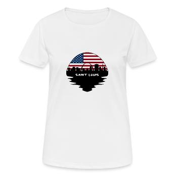 Saint Louis Missouri Usa-Flaggen-Skyline-Schattenbild T - Frauen T-Shirt atmungsaktiv - Weiß - Vorne - AI Model Female 172 dark (172cm)