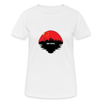 Peking China Flagge Skyline Silhouette Reisen - Frauen T-Shirt atmungsaktiv - Weiß - Vorne - AI Model Female 172 dark (172cm)