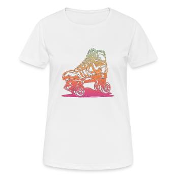 rollerblades patins rollers rollerskates retro - T-shirt respirant Femme - blanc - Devant - AI Model Female 172 dark (172cm)