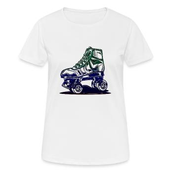 rollerblades patins rollers rollerskates retro - T-shirt respirant Femme - blanc - Devant - AI Model Female 172 dark (172cm)
