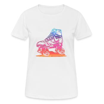 rollerblades patins rollers rollerskates retro - T-shirt respirant Femme - blanc - Devant - AI Model Female 172 dark (172cm)