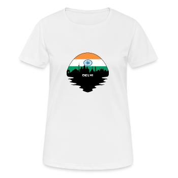 Delhi Inde Flag Skyline Silhouette Voyage - T-shirt respirant Femme - blanc - Devant - AI Model Female 172 dark (172cm)