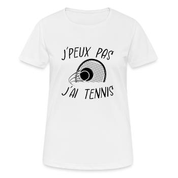 j'peux pas j'ai tennis - T-shirt respirant Femme - blanc - Devant - AI Model Female 172 dark (172cm)