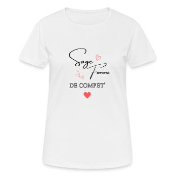 sage femme de competition - T-shirt respirant Femme - blanc - Devant - AI Model Female 172 dark (172cm)
