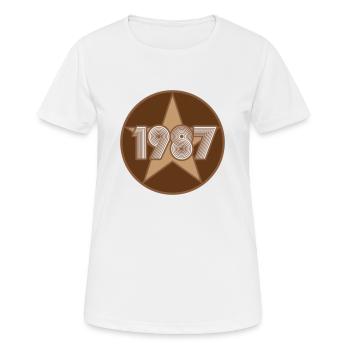 1987 College Star 3c - Frauen T-Shirt atmungsaktiv - Weiß - Vorne - AI Model Female 172 dark (172cm)