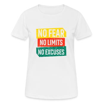 Pas de peur Pas de limites Pas d’excuses - T-shirt respirant Femme - blanc - Devant - AI Model Female 172 dark (172cm)