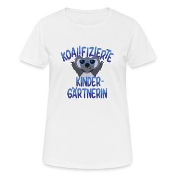 Qualifizierte Kindergärtnerin Spruch Koala Lustig - Frauen T-Shirt atmungsaktiv - Weiß - Vorne - AI Model Female 172 dark (172cm)