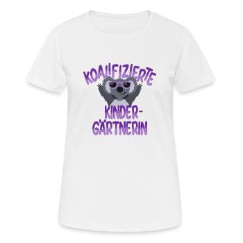 Qualifizierte Kindergärtnerin Spruch Koala Lustig - Frauen T-Shirt atmungsaktiv - Weiß - Vorne - AI Model Female 172 dark (172cm)