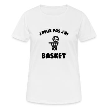 J’peux pas j’ai basket - T-shirt respirant Femme - blanc - Devant - AI Model Female 172 dark (172cm)