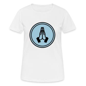 Praying hands circle - Women's Breathable T-Shirt - white - Front - AI Model Female 172 dark (172cm)