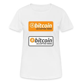 Bitcoin accepté ici - Sticker Pack - T-shirt respirant Femme - blanc - Devant - AI Model Female 172 dark (172cm)