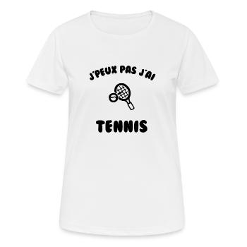 j’peux pas j’ai tennis - T-shirt respirant Femme - blanc - Devant - AI Model Female 172 dark (172cm)