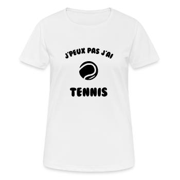 j’peux pas j’ai tennis - T-shirt respirant Femme - blanc - Devant - AI Model Female 172 dark (172cm)