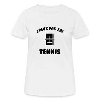 j’peux pas j’ai tennis - T-shirt respirant Femme - blanc - Devant - AI Model Female 172 dark (172cm)