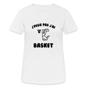J’peux pas j’ai basket - T-shirt respirant Femme - blanc - Devant - AI Model Female 172 dark (172cm)