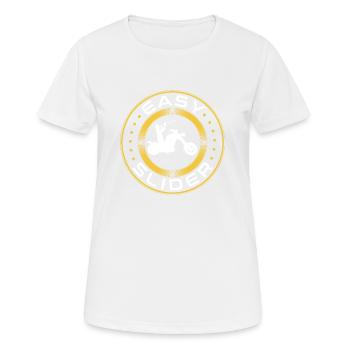 Trombone Player Biker Easy Slider Funny Trombonist - Frauen T-Shirt atmungsaktiv - Weiß - Vorne - AI Model Female 172 dark (172cm)