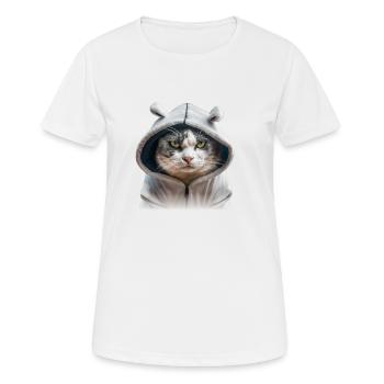grimmige Katzte mit Hoodie - Frauen T-Shirt atmungsaktiv - Weiß - Vorne - AI Model Female 172 dark (172cm)