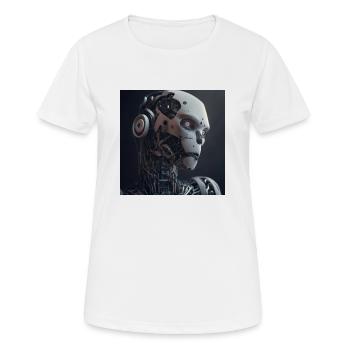 Blauäugiger Cyborg-Roboter - Frauen T-Shirt atmungsaktiv - Weiß - Vorne - AI Model Female 172 dark (172cm)