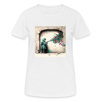 Child Bubble Gun Street Art - Women's Breathable T-Shirt - white - Front - AI Model Female 172 dark (172cm)