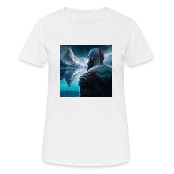 Kratos vor den Bergen - Frauen T-Shirt atmungsaktiv - Weiß - Vorne - AI Model Female 172 dark (172cm)